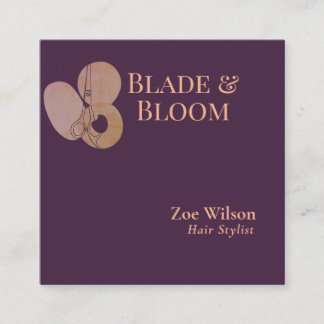 Elegante Pflaumen-Pfirsich-Blumen-Friseur Quadratische Visitenkarte