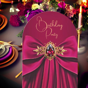 Elegante Pflaumen-Rosa-Juwel-Bogen-Geburtstagsfeie Einladung