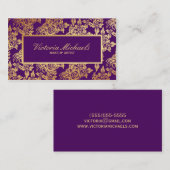 Elegante Pflaumen-und GoldblumenVisitenkarte Visitenkarte (Vorne/Hinten)