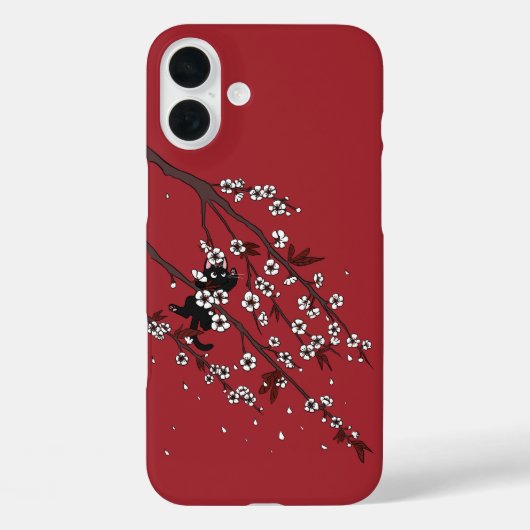 Elegante Pflaumenblüten und schwarze Katze Case-Mate iPhone Hülle (Rückseite)