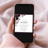 Elegante Pflaumendusche Lila Wasserfarbenpaare Einladung