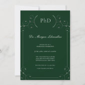 Elegante PhD Silver Green Graduation Party Einladung (Vorderseite)