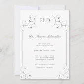 Elegante PhD Silver White Graduation Party Einladung (Vorderseite)