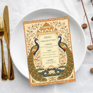 Elegante Pichwai-Indische Hochzeit Menükarte