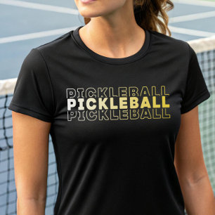 Elegante Pickleball Typografie Weißer Golden Yello T-Shirt