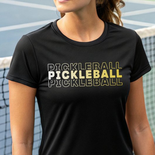Elegante Pickleball Typografie Weißer Golden Yello T-Shirt
