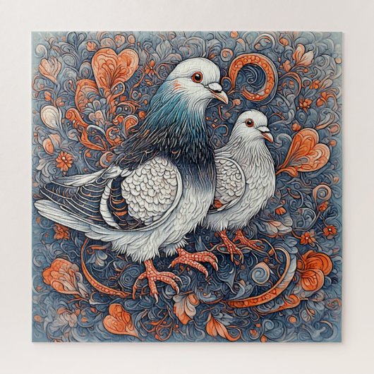 Elegante Pigeon Pair Inmitten der faszinierenden B Puzzle (Vertikal)
