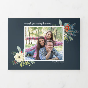 Elegante Pine-Äste elegante 3 Foto Weihnachten Dreifach Gefaltete Urlaubskarte