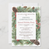 Elegante Pine Berries Corporate Holiday Party Einladung (Vorderseite)
