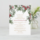 Elegante Pine Berries Corporate Holiday Party Einladung (Stehend Vorderseite)