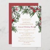 Elegante Pine Berries Corporate Holiday Party Einladung (Vorne/Hinten)
