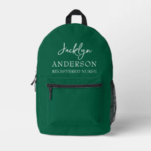 Elegante Pine Green Custom Nurse Bedruckter Rucksack
