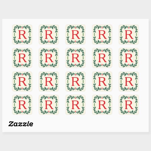 Elegante Pine Holiday Monogram Stickers (Blatt)