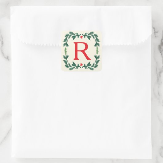 Elegante Pine Holiday Monogram Stickers (Tasche)