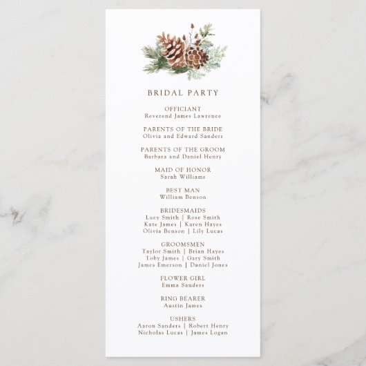 Elegante Pine Programm (Rückseite)