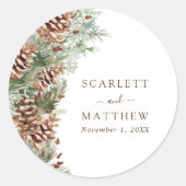 Elegante Pine Runder Aufkleber (Vorderseite)