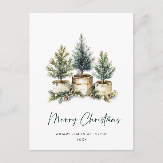 Elegante Pine Tree Christmas Company Gruß Postkarte (Vorderseite)
