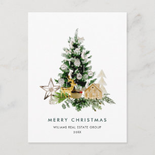 Elegante Pine Tree Christmas Company Gruß Postkarte