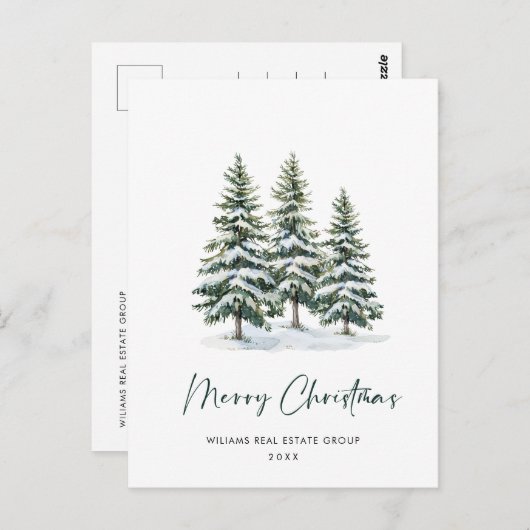 Elegante Pine Tree Christmas Company Gruß Postkarte (Vorne/Hinten)