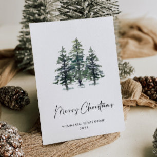 Elegante Pine Tree Christmas Company Gruß Postkarte