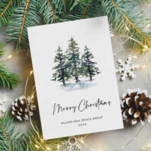 Elegante Pine Tree Christmas Company Gruß Postkarte