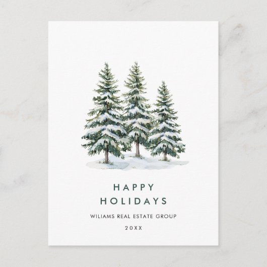 Elegante Pine Tree Christmas Company Gruß Postkarte (Vorderseite)