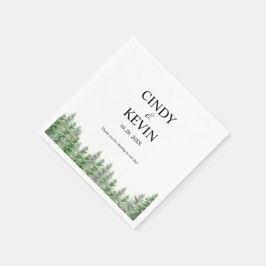 Elegante Pine Tree Forest Wedding Paper Napkin Serviette (Ecke)