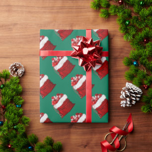 Elegante Pine Tree Green Red White Christmas Gesch Geschenkpapier