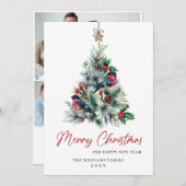 Elegante Pine Tree Weihnachten 3 FOTO Gruß (Vorne/Hinten)