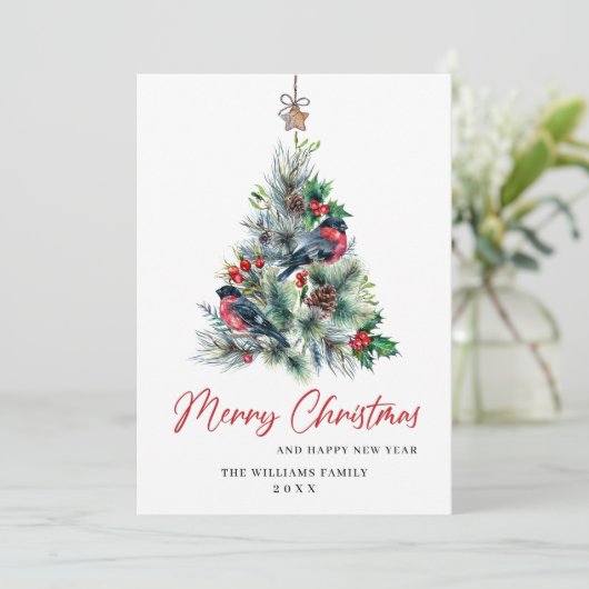 Elegante Pine Tree Weihnachten 3 FOTO Gruß (Stehend Vorderseite)