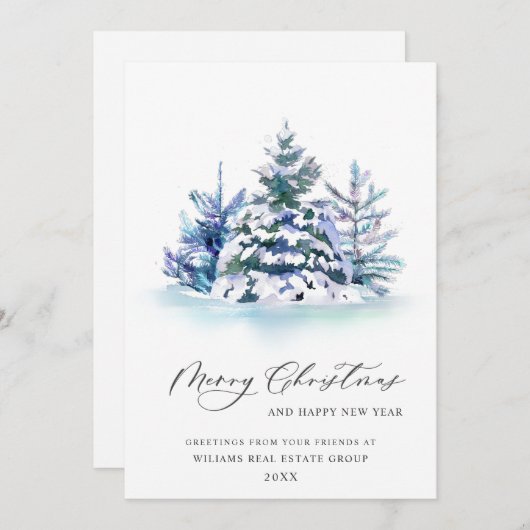 Elegante Pine Tree Weihnachten Corporate Gruß (Vorne/Hinten)