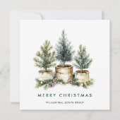 Elegante Pine Tree Weihnachten Corporate Gruß (Vorderseite)