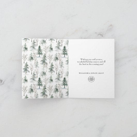 Elegante Pine Tree Weihnachten Corporate Gruß (Innenseite)