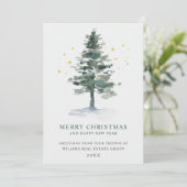 Elegante Pine Tree Weihnachten Corporate Gruß (Stehend Vorderseite)