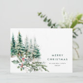 Elegante Pine Tree Weihnachten Corporate Gruß (Stehend Vorderseite)