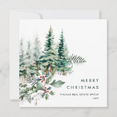 Elegante Pine Tree Weihnachten Corporate Gruß (Vorderseite)