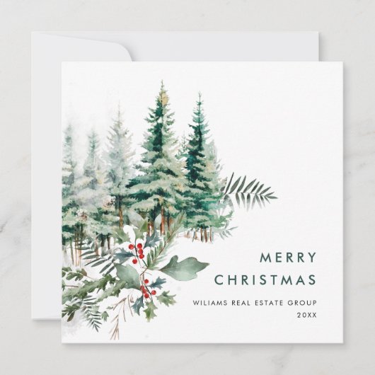 Elegante Pine Tree Weihnachten Corporate Gruß (Vorderseite)