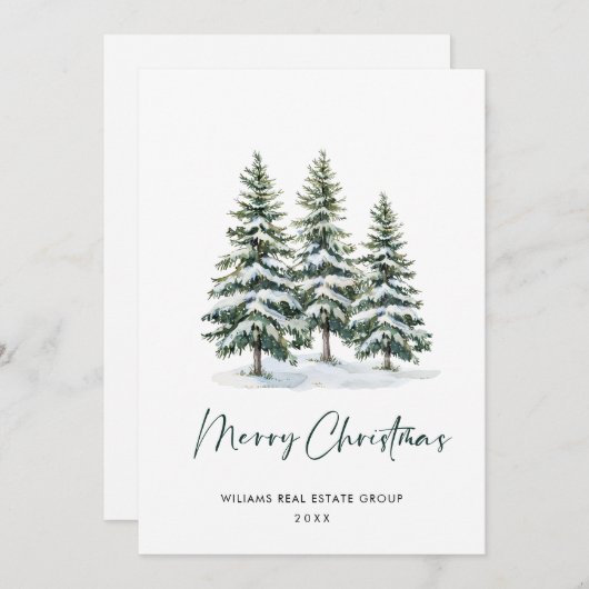 Elegante Pine Tree Weihnachten Corporate Gruß (Vorne/Hinten)