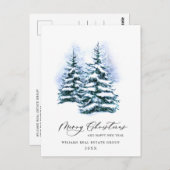 Elegante Pine Tree Weihnachten Corporate Gruß Postkarte (Vorne/Hinten)