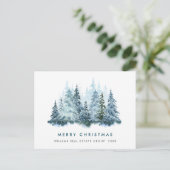 Elegante Pine Tree Weihnachten Corporate Gruß Postkarte (Stehend Vorderseite)