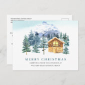 Elegante Pine Tree Weihnachten Corporate Gruß Postkarte (Vorne/Hinten)