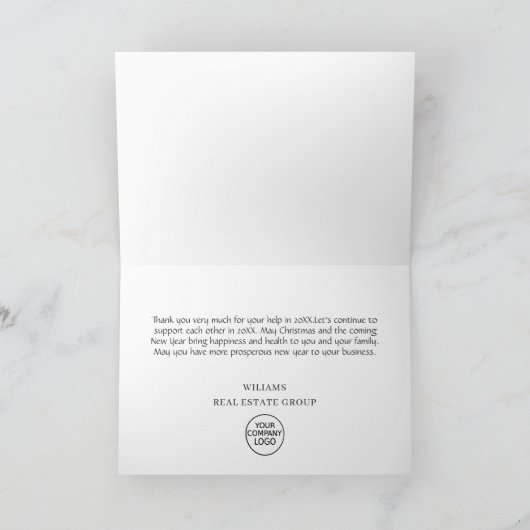 Elegante Pine Tree Weihnachten Corporate Holiday Dankeskarte (Innenseite)