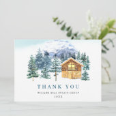 Elegante Pine Tree Weihnachten Corporate Holiday Dankeskarte (Stehend Vorderseite)