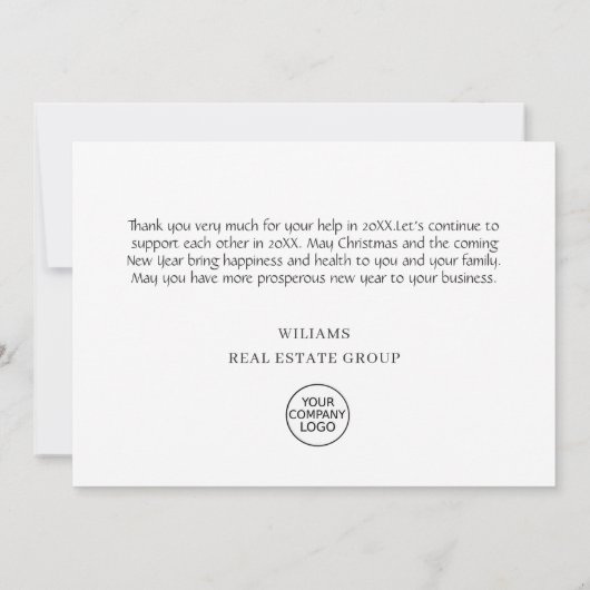 Elegante Pine Tree Weihnachten Corporate Holiday Dankeskarte (Rückseite)