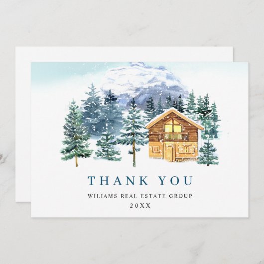 Elegante Pine Tree Weihnachten Corporate Holiday Dankeskarte (Vorne/Hinten)