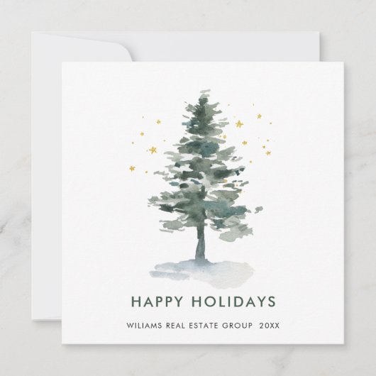 Elegante Pine Tree Weihnachten Gruß Unternehmen (Vorderseite)