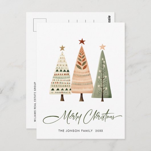 Elegante Pine Tree Weihnachten Postkarte (Vorne/Hinten)