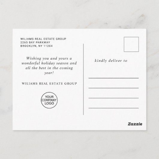 Elegante Pine Tree Weihnachtsfeiertage Postkarte (Rückseite)