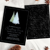 Elegante Pine Trees Forest Black Christmas Dinner Einladung