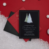 Elegante Pine Trees Forest Black Christmas Dinner Einladung